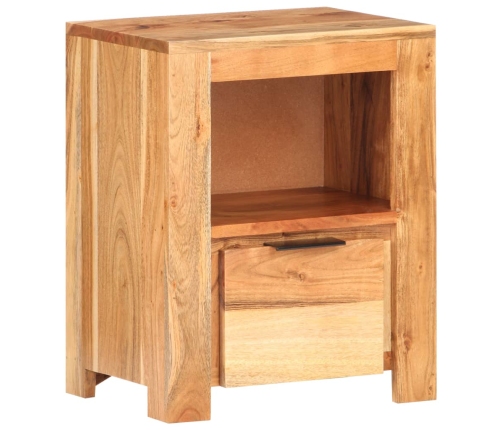 Mesita de noche de madera maciza de acacia 40x30x50 cm