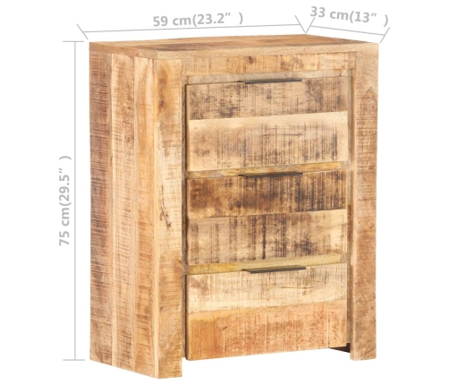 Aparador de madera de mango rugosa 59x33x75 cm