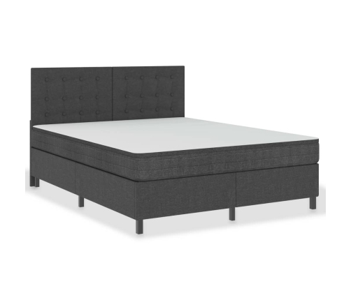 vidaXL Cama box spring tela gris oscuro 180x200 cm