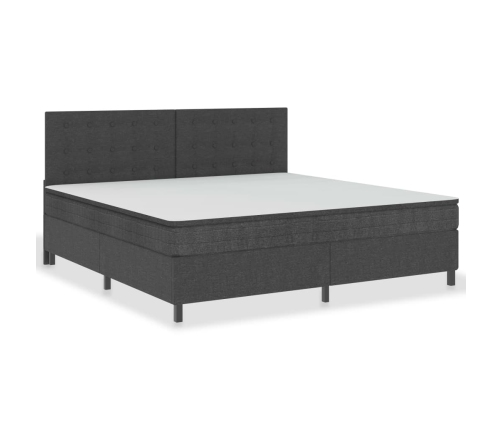 Cama box spring tela gris oscuro 200x200 cm