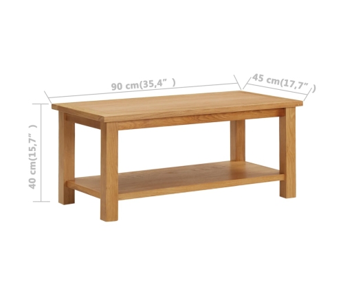 Mesa de centro de madera maciza de roble 90x45x40cm