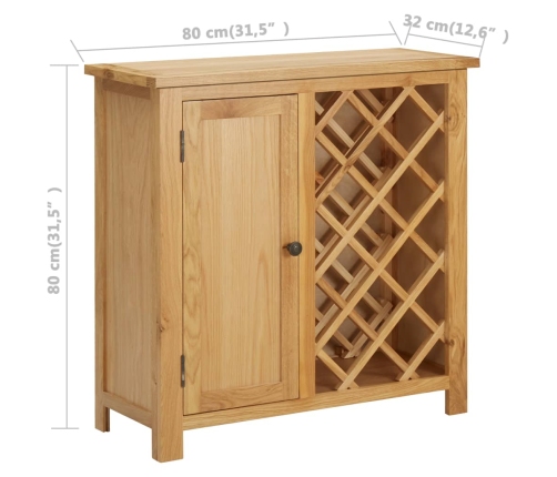 Botellero para 11 botellas de vino 80x32x80 cm madera de roble