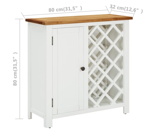 Mueble botellero de madera maciza de roble 80x32x80 cm