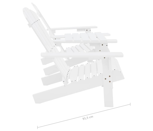 Sillas Adirondack de jardín y mesita madera maciza abeto blanco