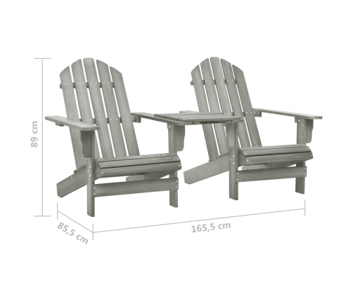 Sillas Adirondack de jardín y mesita madera maciza abeto gris