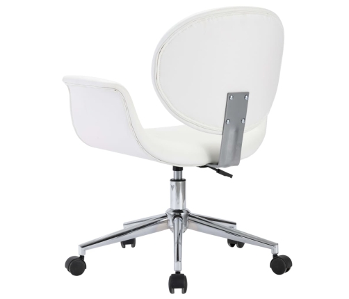 Silla de oficina giratoria de cuero sintético blanco