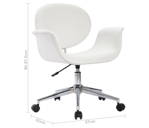 Silla de oficina giratoria de cuero sintético blanco