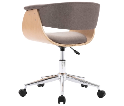 Silla de oficina giratoria de madera curvada y tela gris taupe