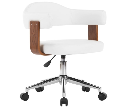 Silla oficina giratoria madera curvada cuero sintético blanco