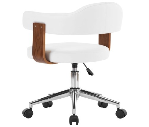 Silla oficina giratoria madera curvada cuero sintético blanco