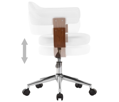 Silla oficina giratoria madera curvada cuero sintético blanco