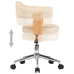 Silla de oficina giratoria madera curvada cuero sintético crema