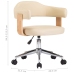 Silla de oficina giratoria madera curvada cuero sintético crema