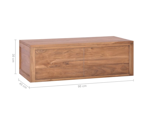 Mueble de baño de pared madera maciza de teca 90x45x30 cm