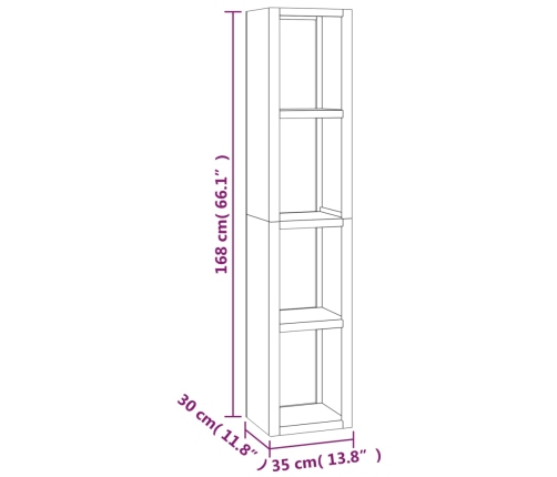 vidaXL Estantería madera maciza de teca 35x30x168 cm