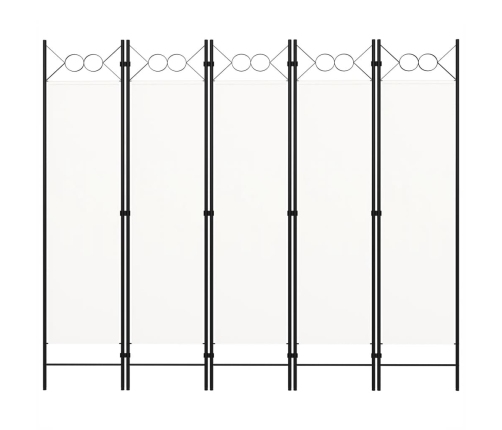 Biombo divisor de 5 paneles blanco 200x180 cm