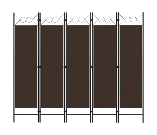 Biombo divisor de 5 paneles marrón 200x180 cm