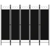 Biombo divisor de 5 paneles negro 200x180 cm