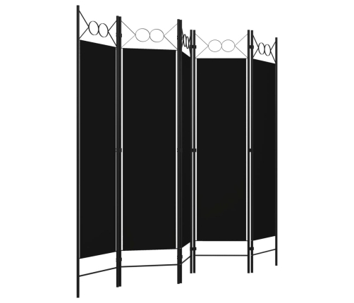 Biombo divisor de 5 paneles negro 200x180 cm