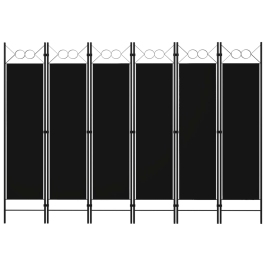 Biombo divisor de 6 paneles negro 240x180 cm