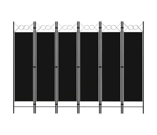 Biombo divisor de 6 paneles negro 240x180 cm