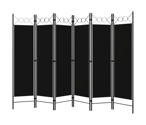 Biombo divisor de 6 paneles negro 240x180 cm