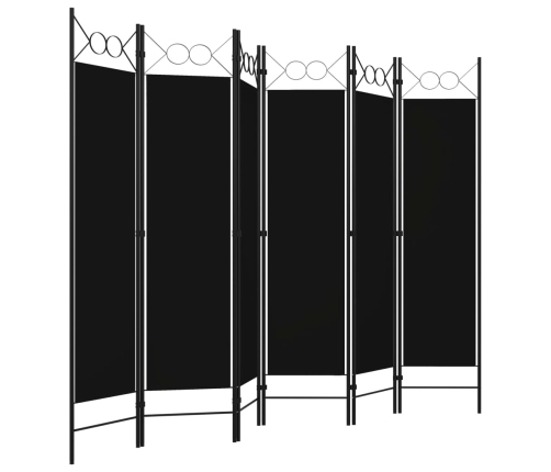 Biombo divisor de 6 paneles negro 240x180 cm