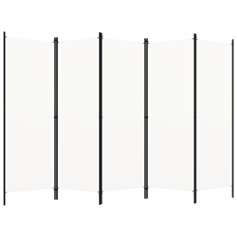 Biombo divisor de 5 paneles blanco 250x180 cm