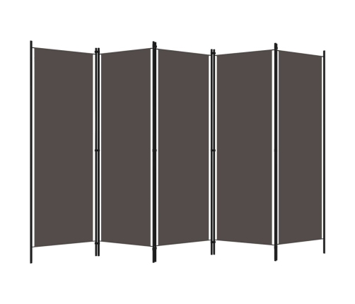 Biombo divisor de 5 paneles gris antracita 250x180 cm