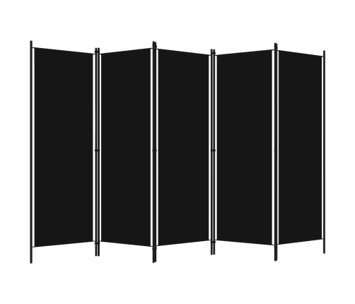 Biombo divisor de 5 paneles negro 250x180 cm