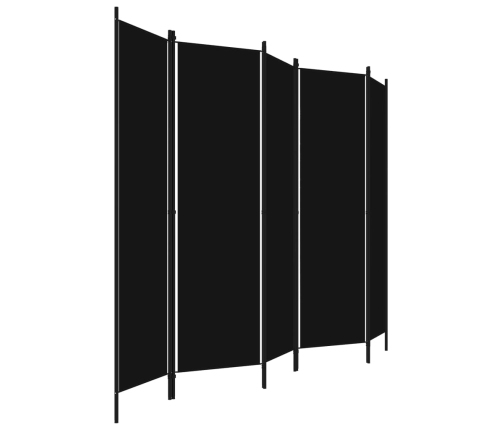 Biombo divisor de 5 paneles negro 250x180 cm