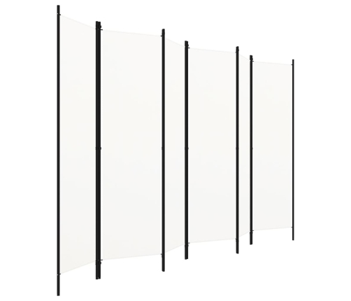 Biombo divisor de 6 paneles blanco 300x180 cm