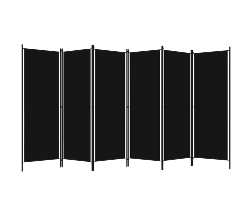 Biombo divisor de 6 paneles negro 300x180 cm