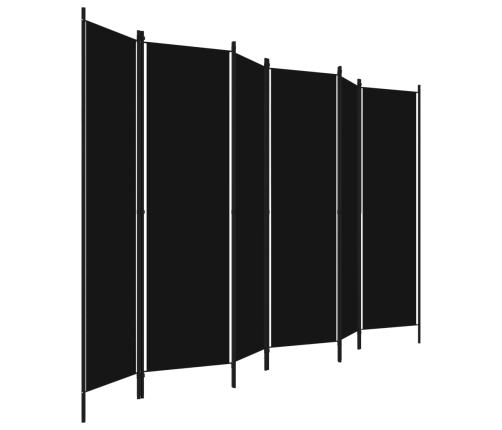 Biombo divisor de 6 paneles negro 300x180 cm