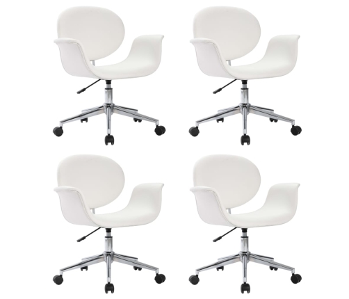 Sillas de comedor giratorias 4 unidades cuero sintético blanco