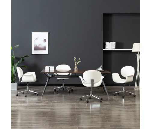 Sillas de comedor giratorias 4 unidades cuero sintético blanco