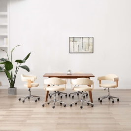 Sillas de comedor giratorias 6 unidades cuero sintético crema