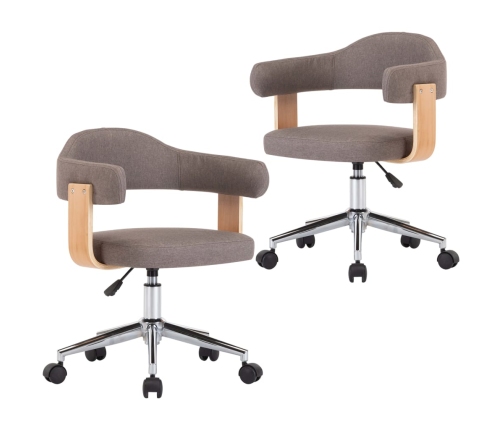 Sillas comedor giratorias 2 uds madera curvada tela gris taupe