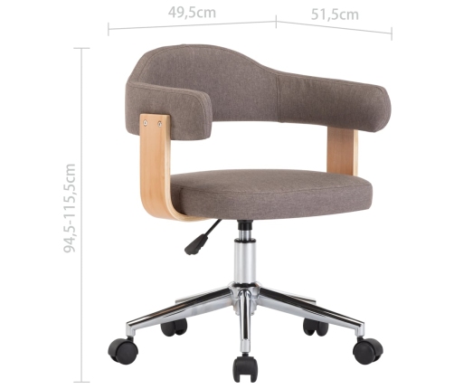 Sillas comedor giratorias 2 uds madera curvada tela gris taupe