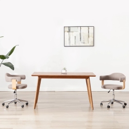 Sillas comedor giratorias 2 uds madera curvada tela gris taupe