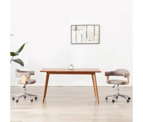 Sillas comedor giratorias 2 uds madera curvada tela gris taupe