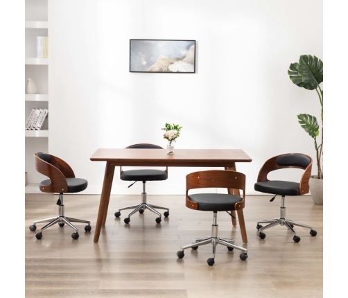 Sillas de comedor 4 uds madera curvada y cuero sintético