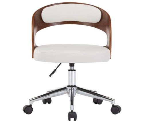 Sillas de comedor giratorias 2 uds madera curvada cuero blanco