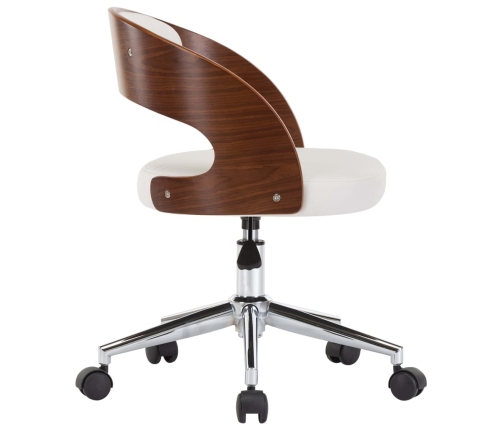 Sillas de comedor giratorias 2 uds madera curvada cuero blanco