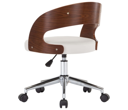 Sillas de comedor giratorias 2 uds madera curvada cuero blanco