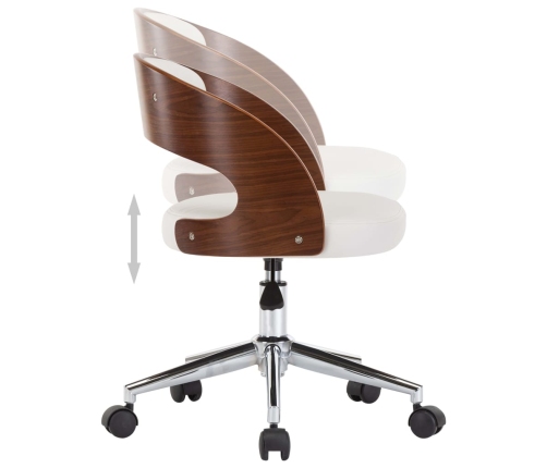 Sillas de comedor giratorias 2 uds madera curvada cuero blanco