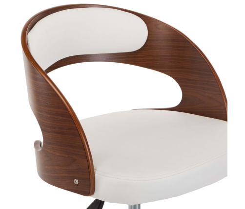 Sillas de comedor giratorias 2 uds madera curvada cuero blanco