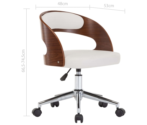 Sillas de comedor giratorias 2 uds madera curvada cuero blanco
