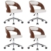 Sillas de comedor giratorias 4 uds madera curvada cuero blanco