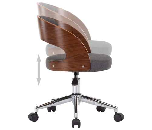 Sillas de comedor girartorias 4 uds madera curvada y tela gris